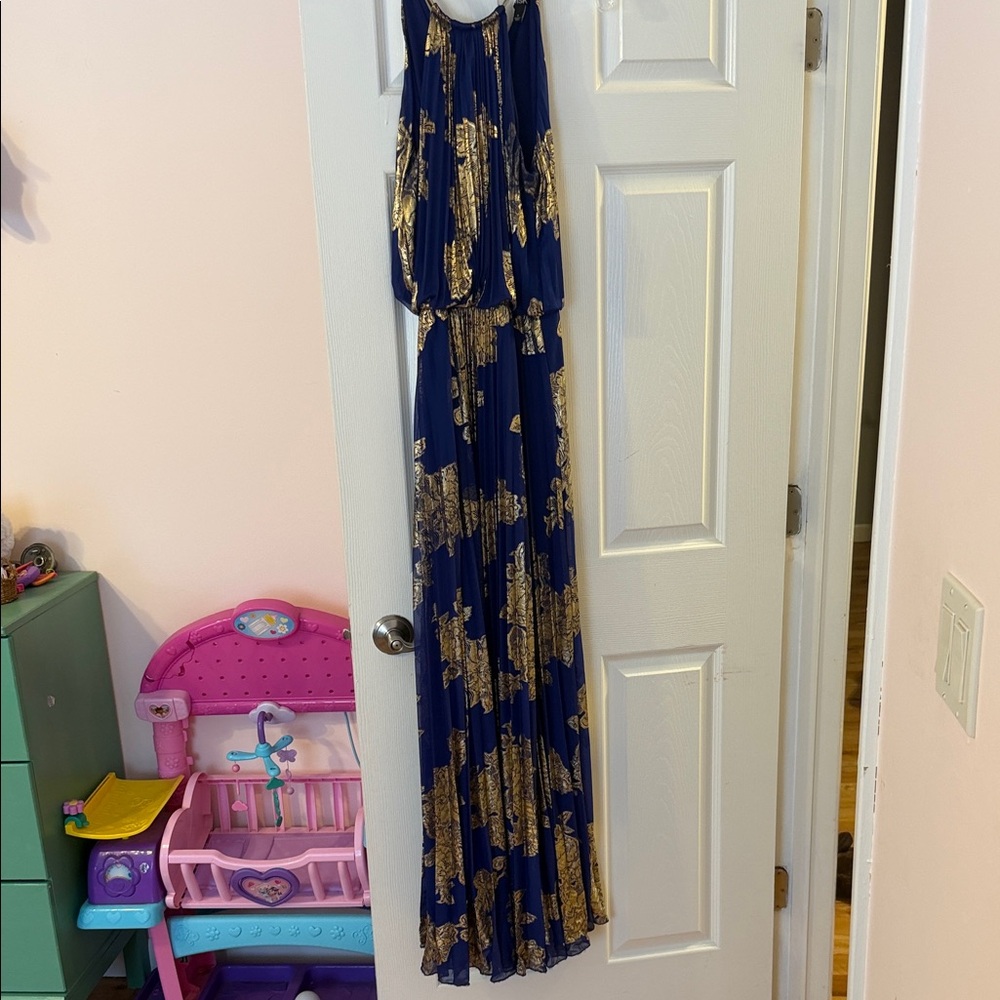 MSK Blue and Gold Maxi Dress